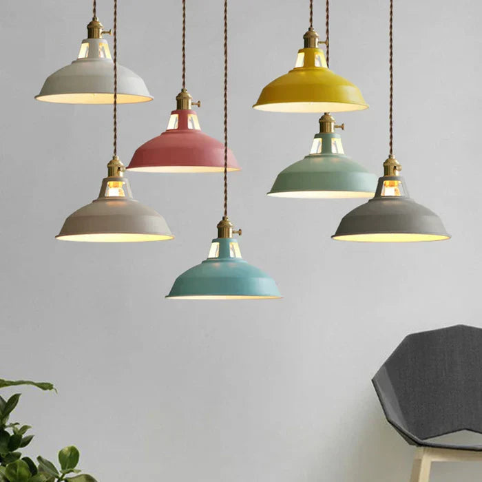 Industrial ceiling light, metal housing, perfect retro pendant for kitchen island or bar.