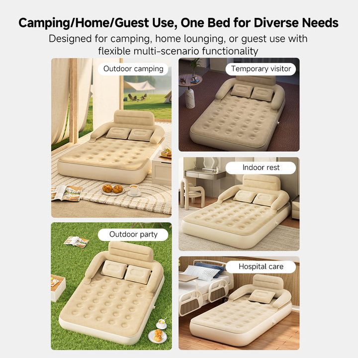Guest bed air mattress with backrest, offering a comfortable and convenient sleeping solution for home.