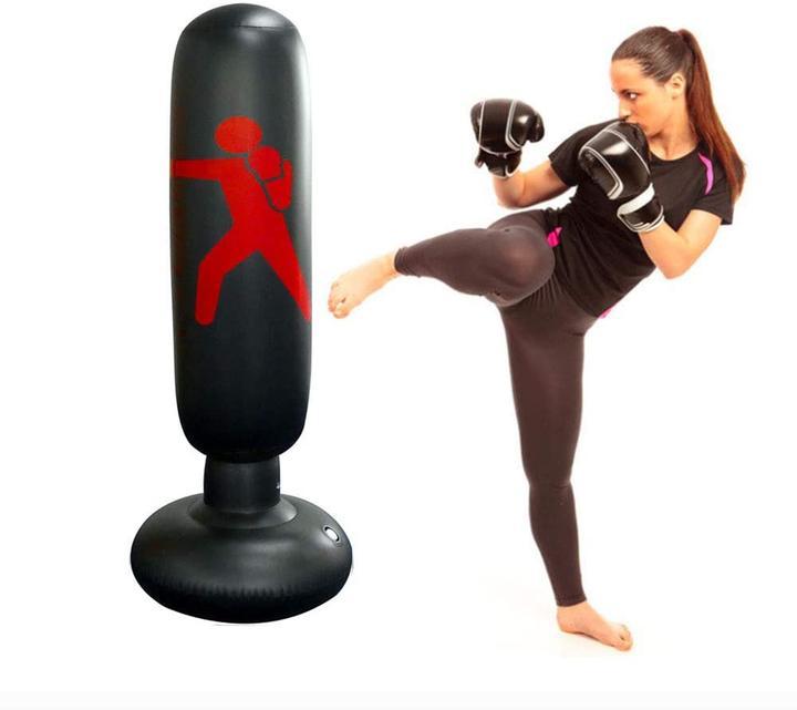 Inflatable boxing punch bag for unisex fitness, exercise, and stress relief. Great for any home gym.