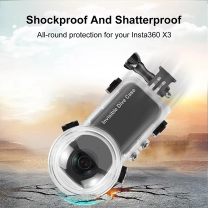 Robust Insta360 X3 Invisible Dive Case offers waterproof protection for your 360 camera down to 164ft.