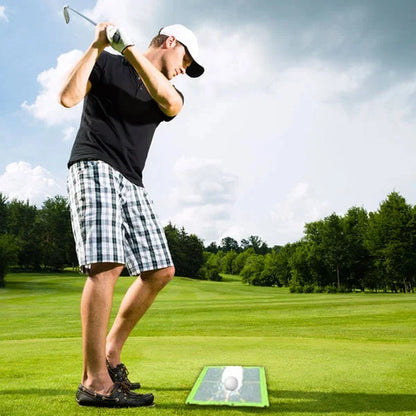 Divot mat golf aid for swing detection, helping golfers perfect their technique & improve accuracy.