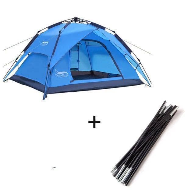 Lightweight instant setup tent, perfect for camping and hiking adventures in the outdoors.