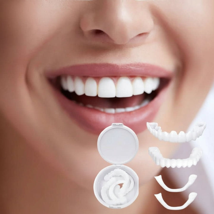 Reusable dental overlay cosmetic teeth cover, designed for smile enhancement and an instant, natural-looking grin.
