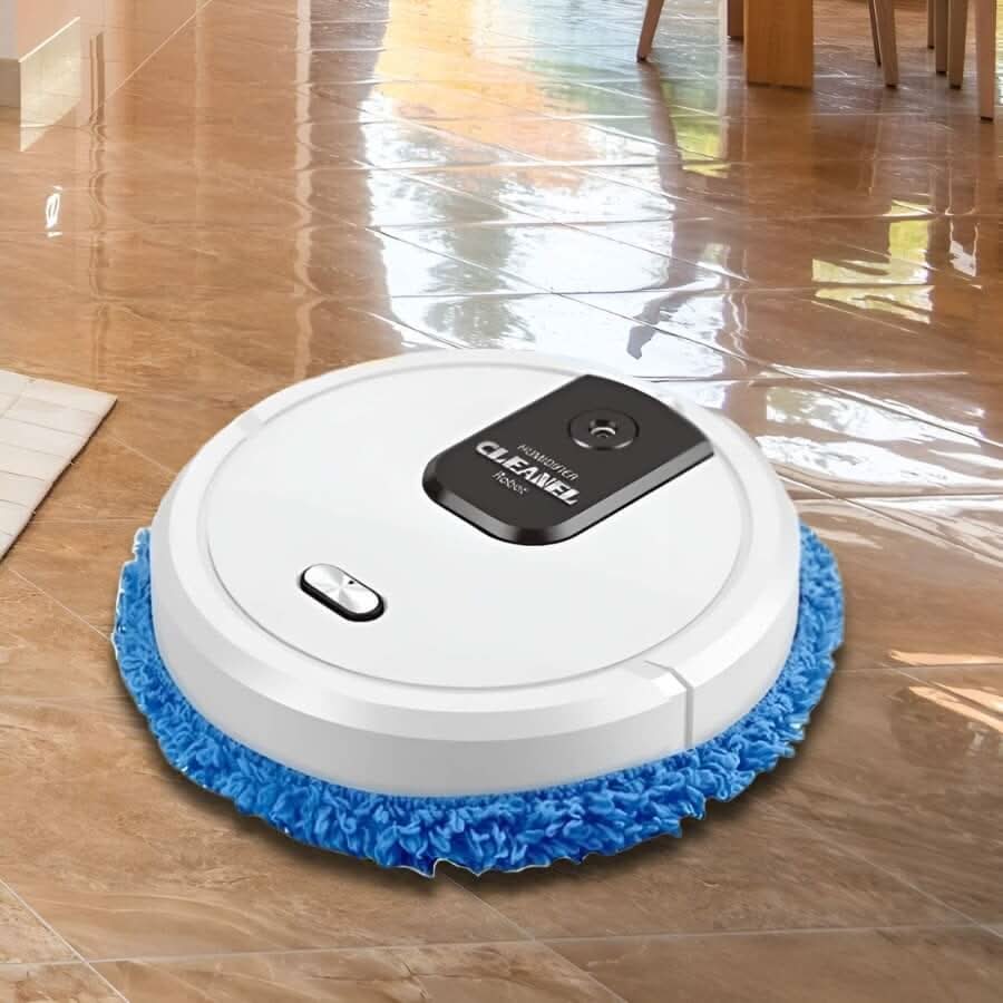 Intelligent robot mop for automated cleaning of hard floors and carpets.