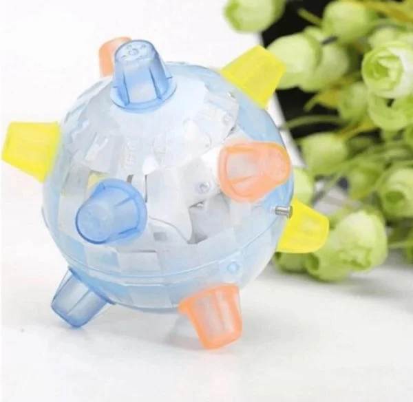 Engaging LED sound dog toy: an automatic wiggling & giggling interactive jumping ball for pets.