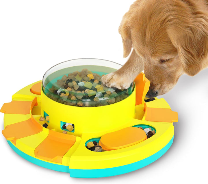 Interactive dog puzzle feeder for mental stimulation & slow eating.