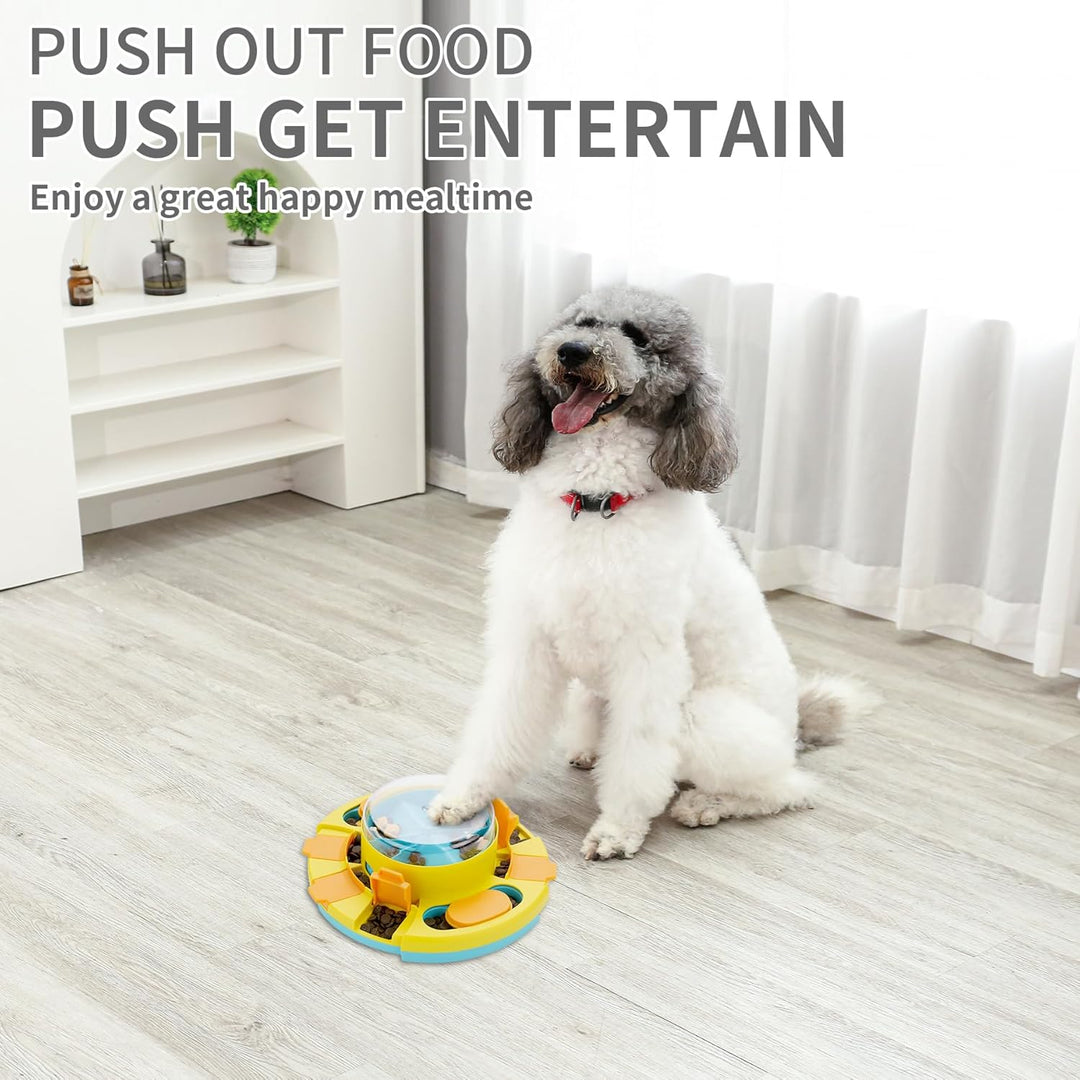 Reward your dog with this interactive puzzle feeder for treats, mental stimulation, and enjoyment.