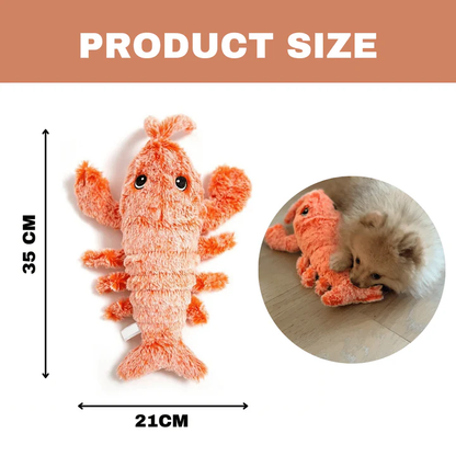 Bright red floppy lobster dog toy with interactive movement; great for stimulating playful pups.