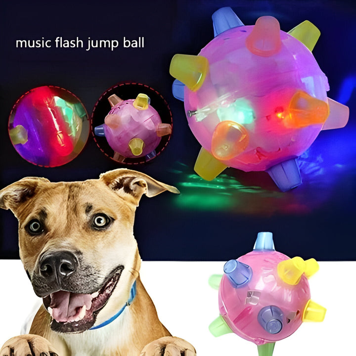 Close-up of a vibrant, textured interactive LED dog ball toy. Non-toxic & durable for hours of pet fun.