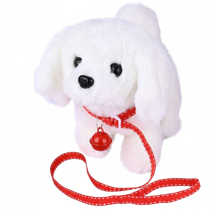 Role-play fun with a kids' interactive movable plush dog, a soft puppy toy.