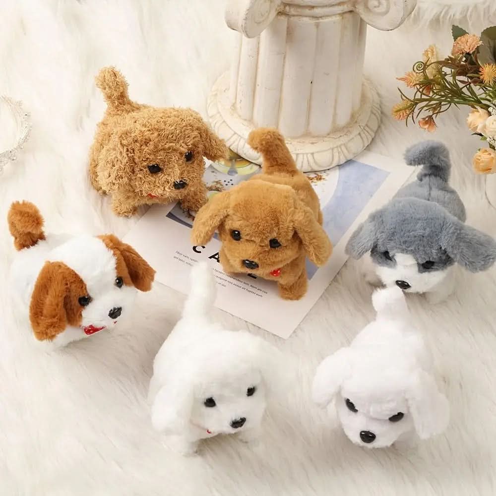 Soft plush puppy toy, interactive & movable, perfect for kids' imaginative play.