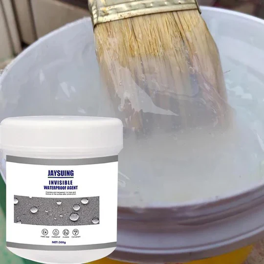 Invisible waterproof sealant for leak repair, clear coating for home surface protection.