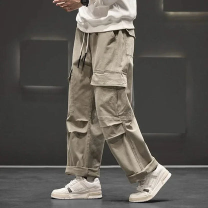 Versatile men's relaxed fit utility cargo trousers with multi-pockets, great for casual, outdoor, and everyday comfort.