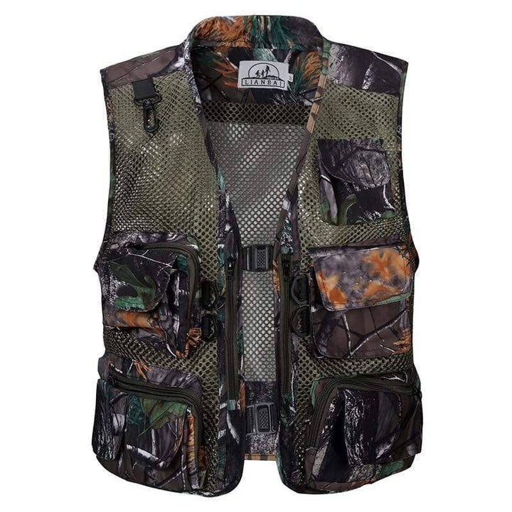 Khaki multi-pocket fishing vest, unisex, ideal for outdoor angling & hunting adventures