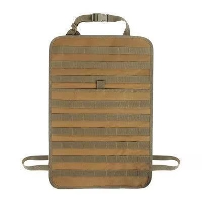 Full view of the tactical backseat Molle organizer bag in a vehicle, keeping items secure and tidy