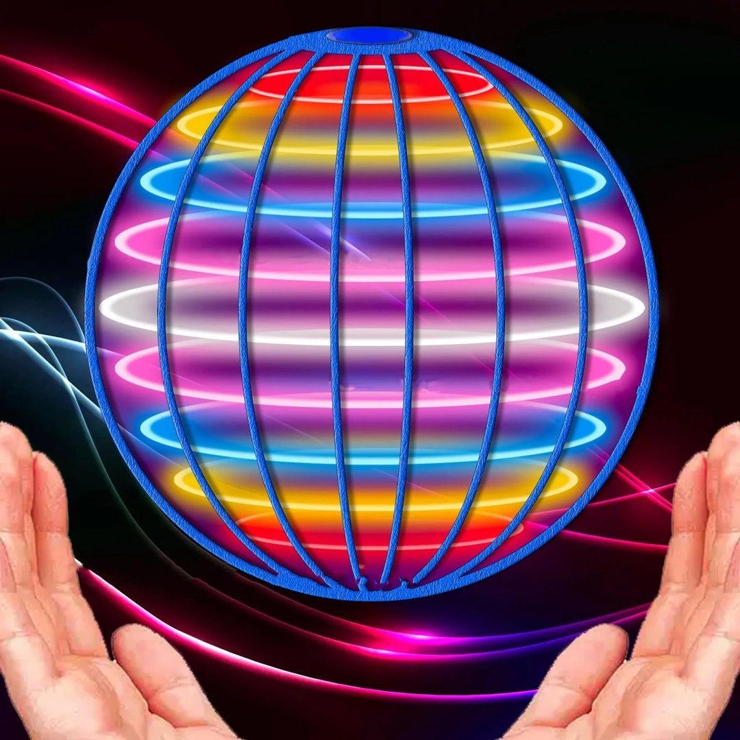 Hand-controlled flying gyroscope with bright LED lights, perfect for interactive kids' play.