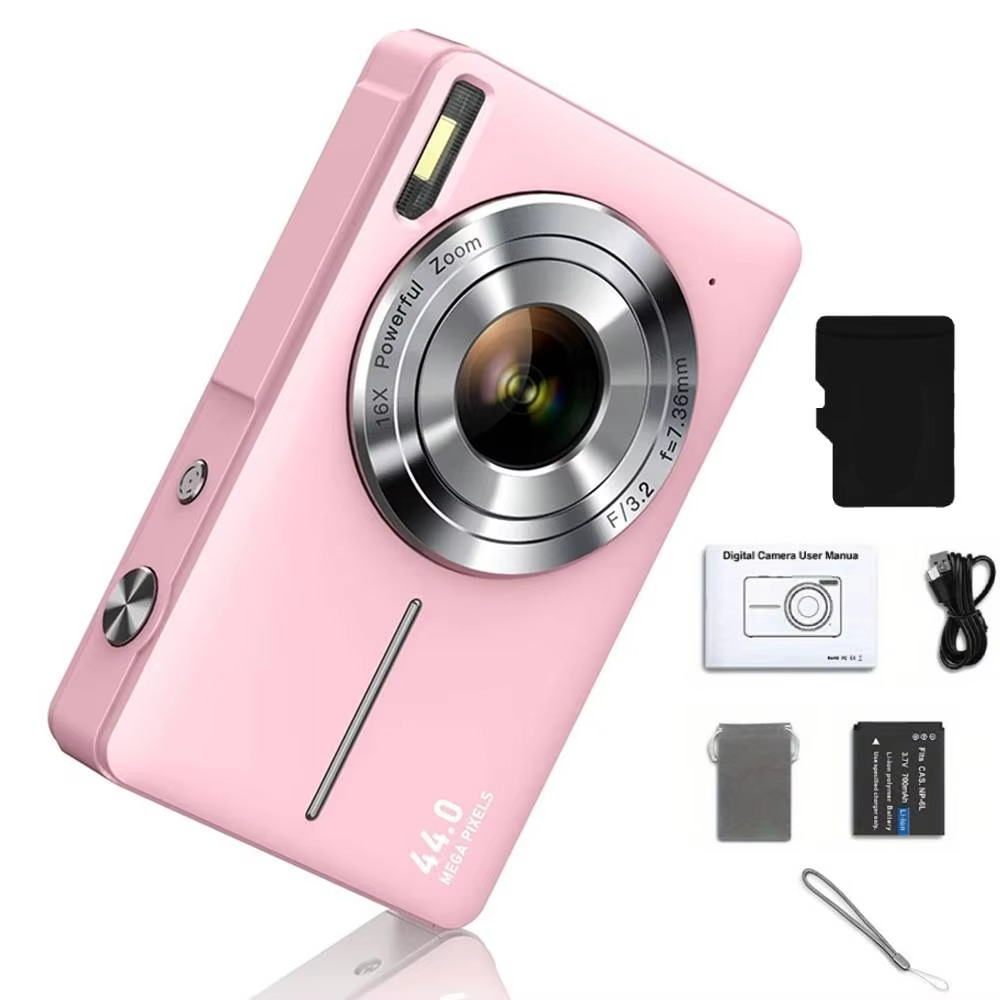 Beginner's 44MP HD portable camera for kids, 16X zoom & anti-shake for steady images.