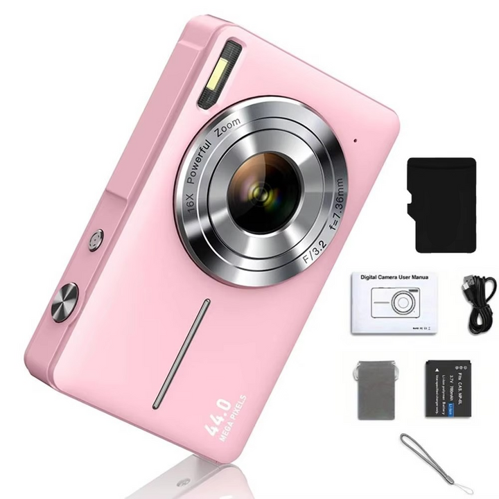 Beginner's 44MP HD portable camera for kids, 16X zoom & anti-shake for steady images.