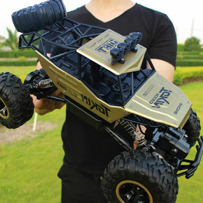 Child joyfully controls a high-speed 4WD RC off-road monster truck, perfect for adventurous kids.