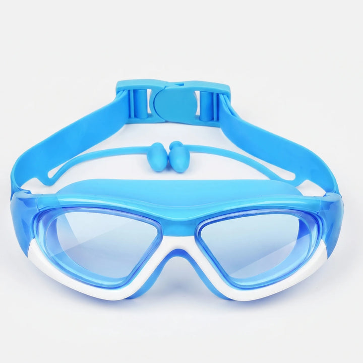 Children's swimming goggles, featuring clear anti-fog lenses & UV protection, ideal for pool & water sports.
