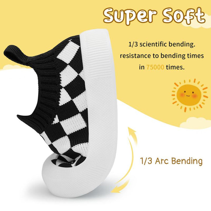 Checkered slip-on shoes for kids, comfortable & stylish toddler footwear, easy wear baby play shoes.