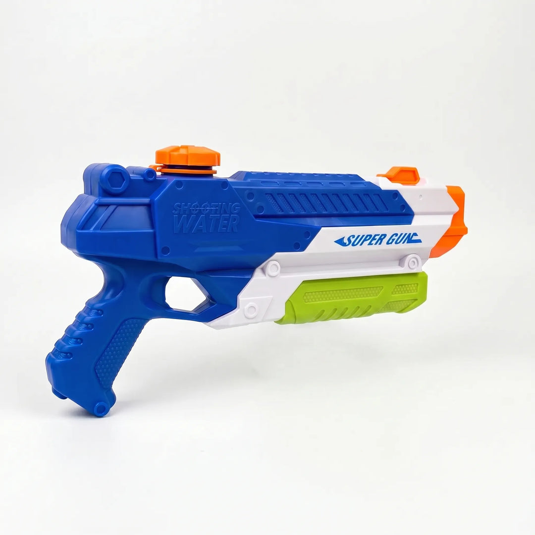 Yellow pump-action water blaster, an exciting outdoor toy for kids' summer water fights & backyard play.