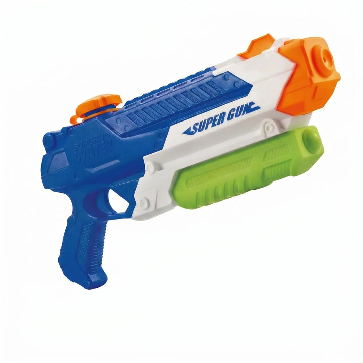 Vibrant green pump-action water blaster. Essential kids' outdoor toy for summer water play & backyard fun.