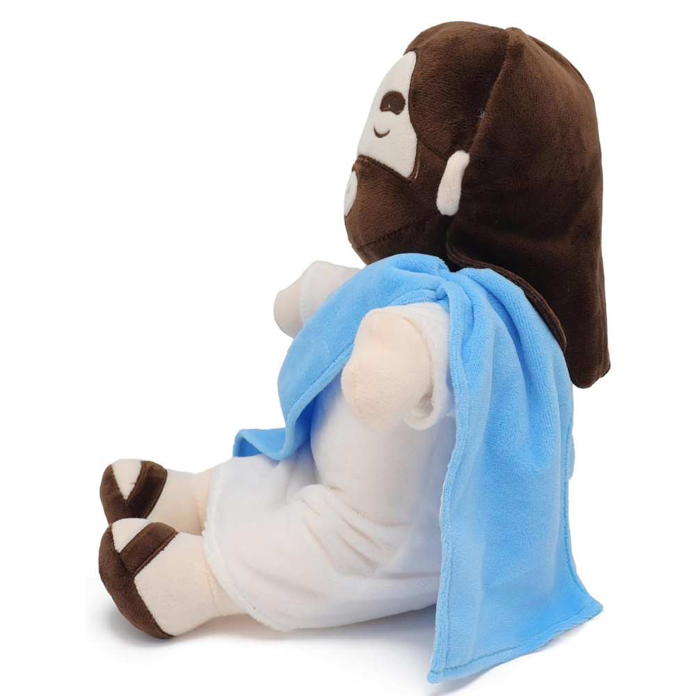 Calming Breathing Jesus plushie, a spiritual sleep aid for kids' peaceful slumber.
