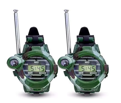 Kids camouflage walkie talkie watch, 7-in-1 survival gear for outdoor play, unisex toy.