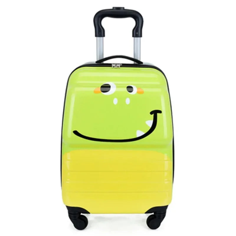 Kids' cartoon animal hardshell suitcase with smooth spinner wheels, perfect for travel & school trips.