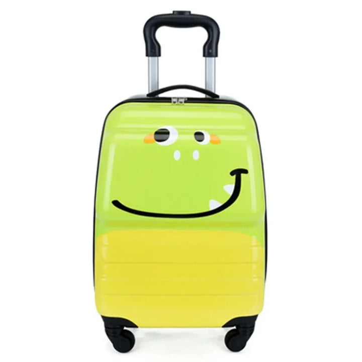 Kids' cartoon animal hardshell suitcase with smooth spinner wheels, perfect for travel & school trips.