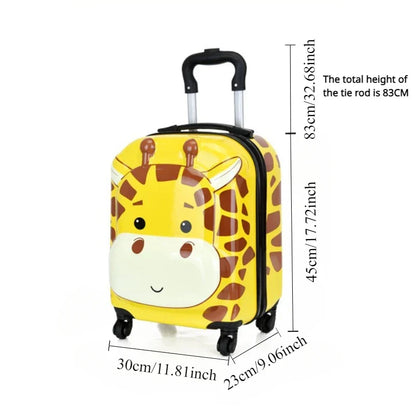 Cute girls' or boys' animal design hardshell luggage, a cabin size trolley bag for exciting vacations.