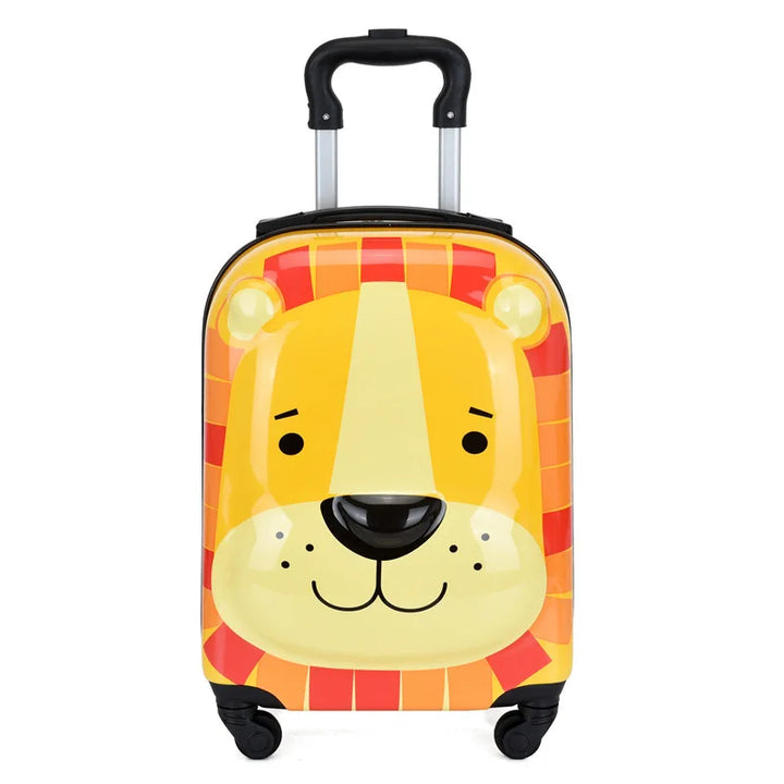 Childrens luggage: playful animal design, robust hardshell, and easy-glide spinner wheels for trips.