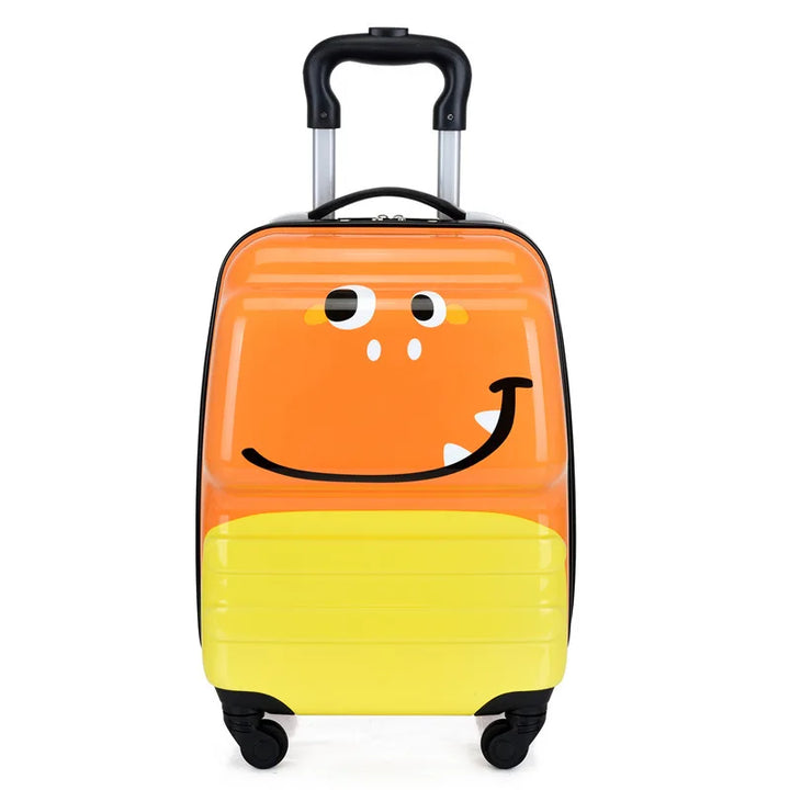Cabin size kids' animal hardshell suitcase, a durable trolley bag with spinner wheels for school & vacation.