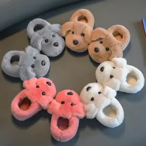 Toddler boys' and girls' cute puppy house shoes, ideal for comfortable and warm indoor-outdoor use.