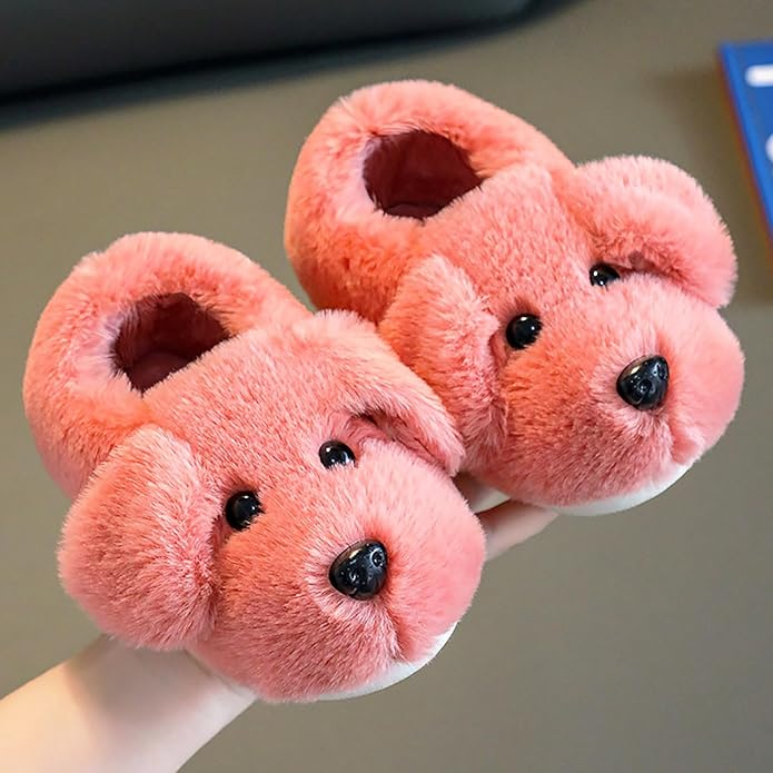 Comfortable kids' house shoes with a charming puppy design and a reliable non-slip sole for all children.