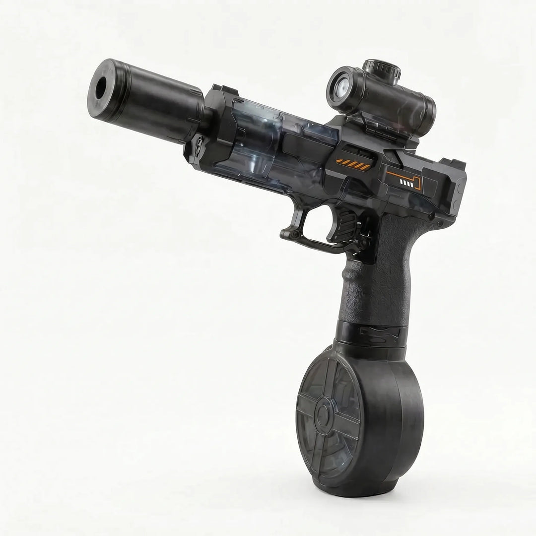 Vibrant light-up electric water gun for kids, bringing exciting outdoor fun to summer, pool, and beach activities.