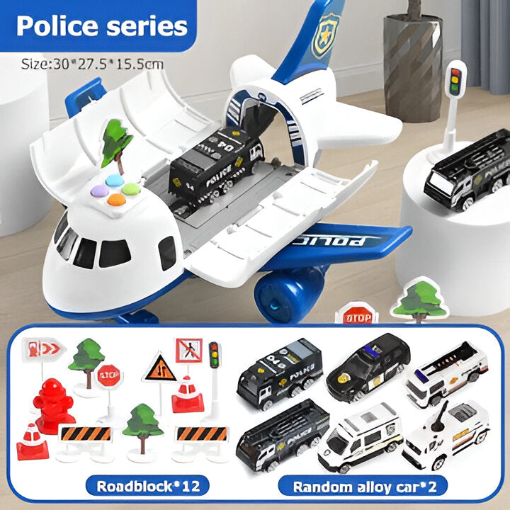 Durable kids' airplane rescue set with multiple play vehicles for engaging toddler pretend play.