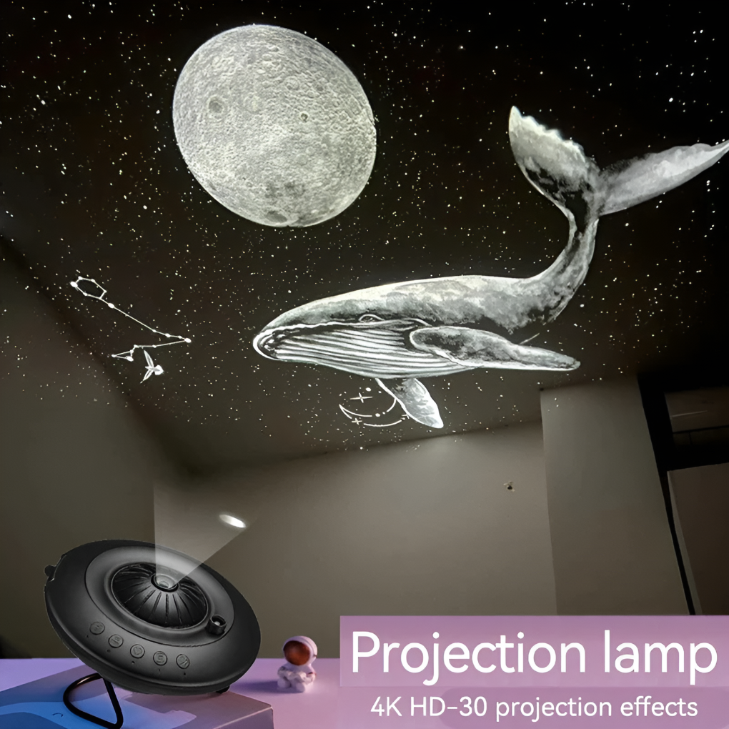 Space-themed LED projector displaying beautiful galaxy and planetarium effects for kids' mood lighting.