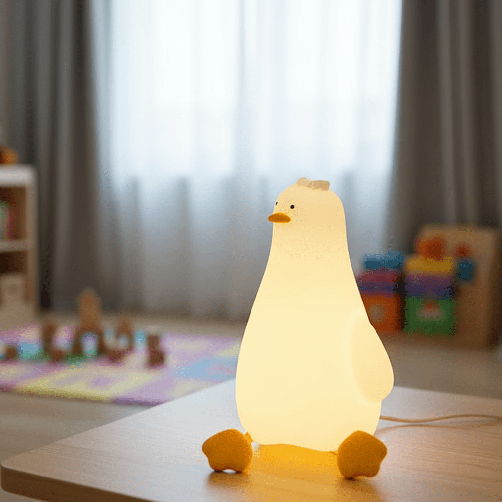 Kids gentle silicone night light, BPA-free, perfect for peaceful sleep in nurseries & toddlers' rooms.