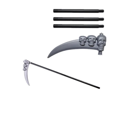 Girls or boys Grim Reaper costume for Halloween, featuring a dark robe, skeleton gloves, and scythe prop.