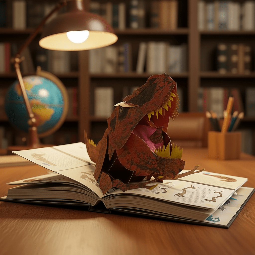 Kids' immersive 3D dinosaur pop-up book, perfect educational gift for young learners. Accurate facts & vibrant illustrations.