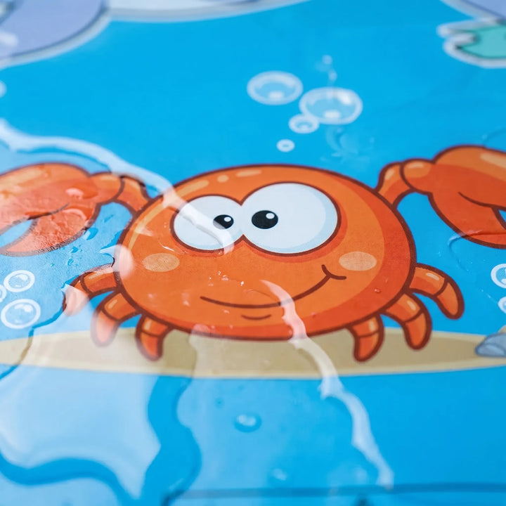 Fun summer waterplay with this kids' inflatable sprinkler mat, providing refreshing outdoor backyard entertainment.