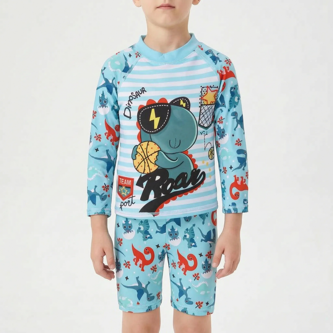 Toddler long sleeve rash guard set, soft & stretchy swimwear for maximum sun protection & water play fun.