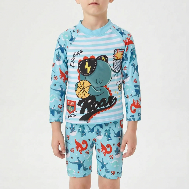 Toddler long sleeve rash guard set, soft & stretchy swimwear for maximum sun protection & water play fun.
