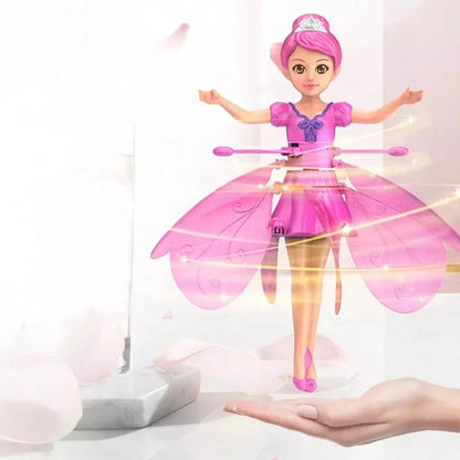 Bright LED lights illuminate this kids' flying toy with gesture control, captivating young minds.