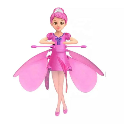 Kids' toy: magical flying doll with responsive gesture control & eye-catching LED lights.