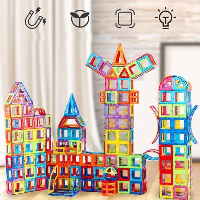 Premium magnetic building blocks set, ideal children's gift for creative construction & learning.