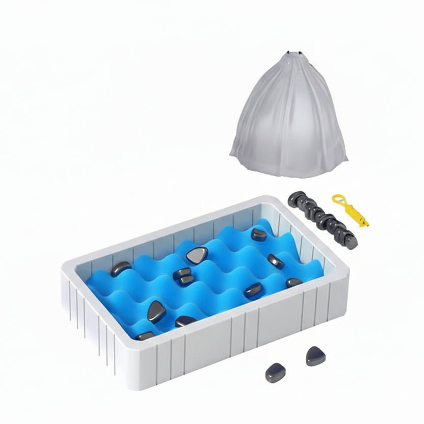 Child concentrating on a magnetic chess game, an excellent educational toy for focus & learning.