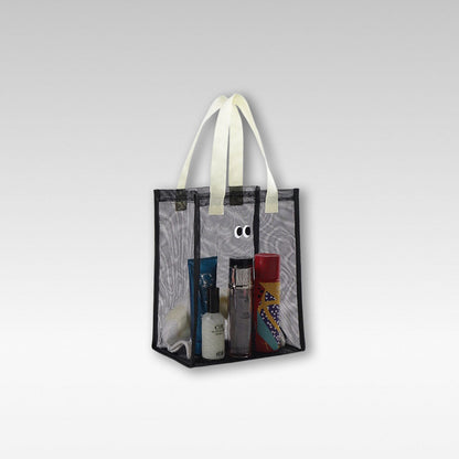 Kids mesh beach tote bag, sand-free, quick-dry, for toys and essentials, blue